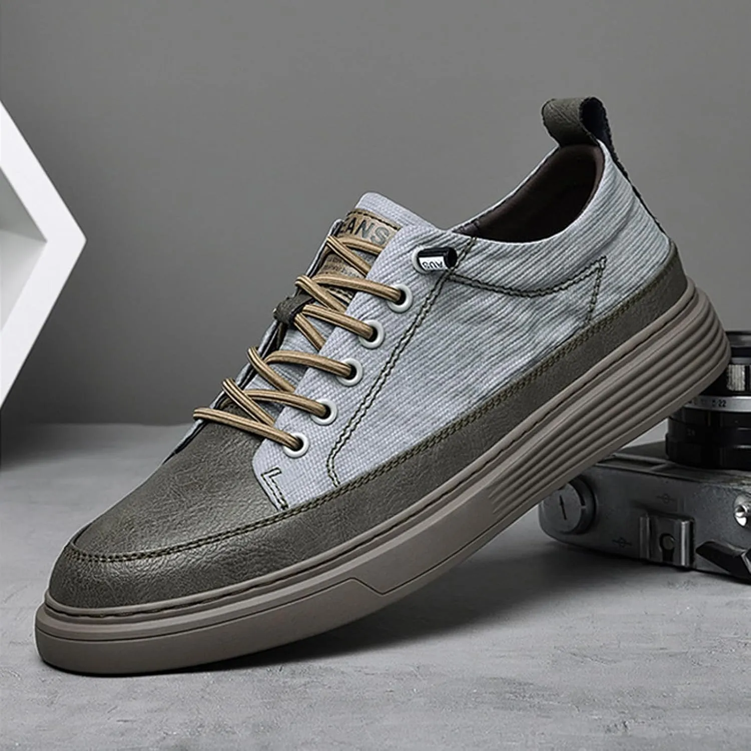 Aceptolcom Men's Invisible Height Increasing Elevator Shoes Height Sneakers Leather Casual Shoes with Height Increase Insoles