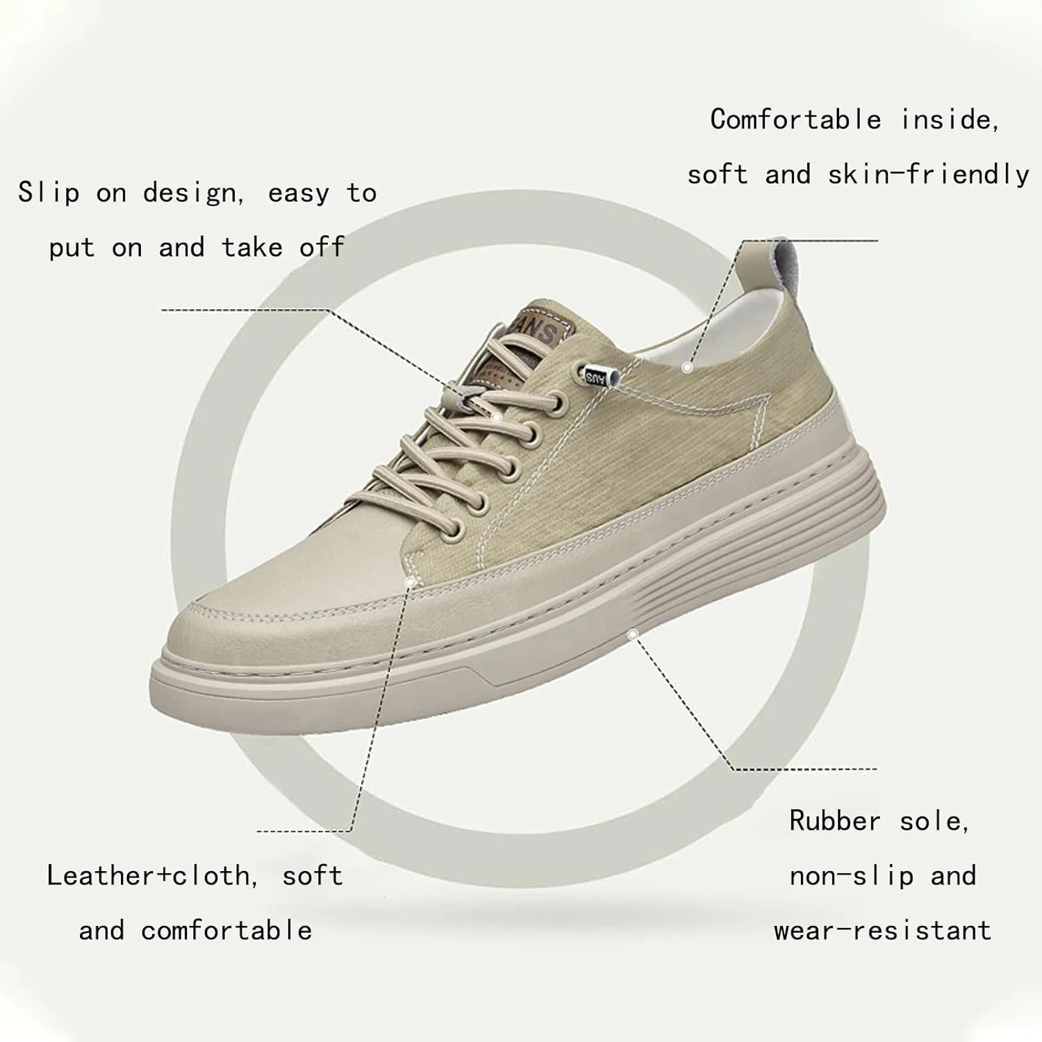 Aceptolcom Men's Invisible Height Increasing Elevator Shoes Height Sneakers Leather Casual Shoes with Height Increase Insoles