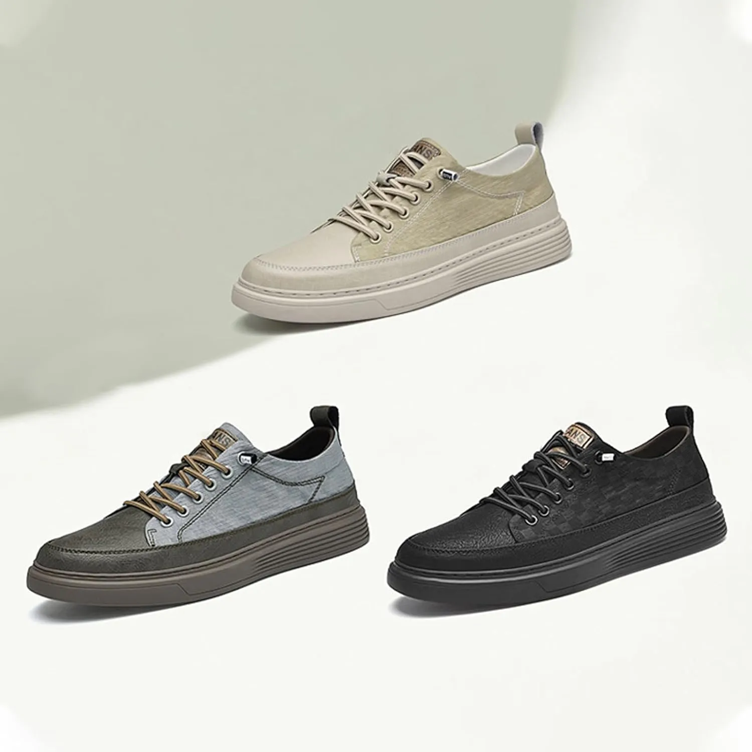 Aceptolcom Men's Invisible Height Increasing Elevator Shoes Height Sneakers Leather Casual Shoes with Height Increase Insoles