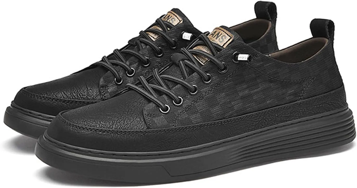Aceptolcom Men's Invisible Height Increasing Elevator Shoes Height Sneakers Leather Casual Shoes with Height Increase Insoles
