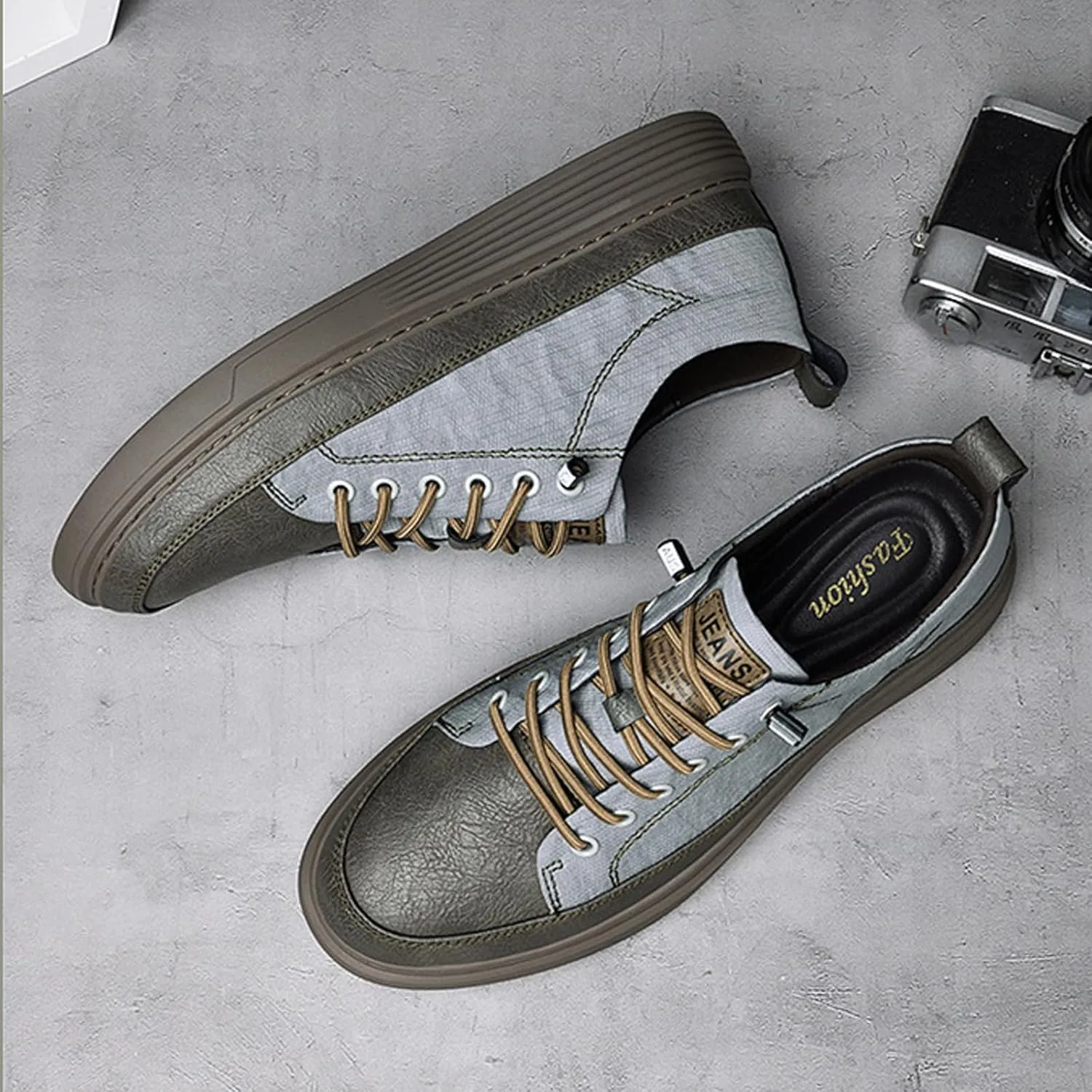 Aceptolcom Men's Invisible Height Increasing Elevator Shoes Height Sneakers Leather Casual Shoes with Height Increase Insoles