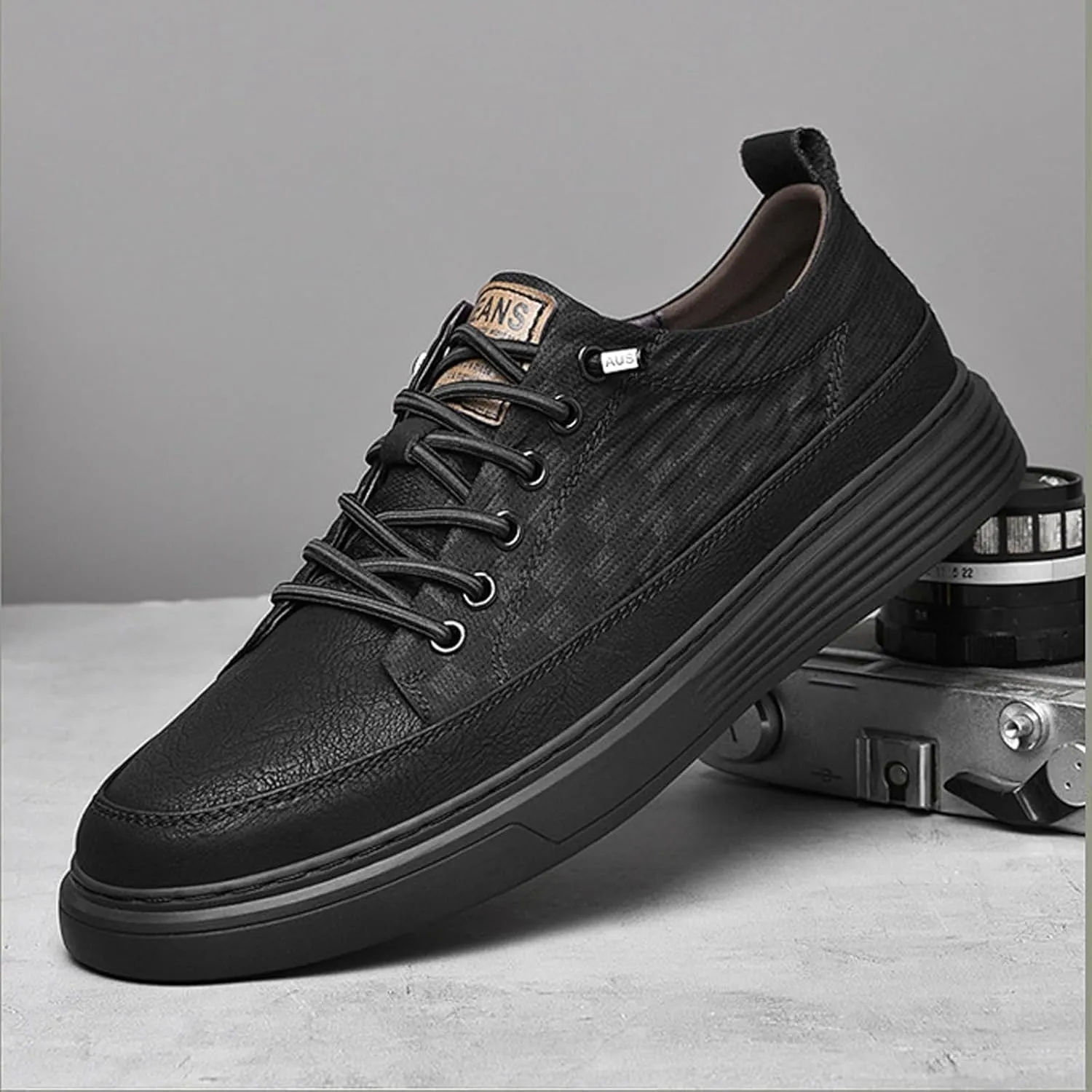 Aceptolcom Men's Invisible Height Increasing Elevator Shoes Height Sneakers Leather Casual Shoes with Height Increase Insoles