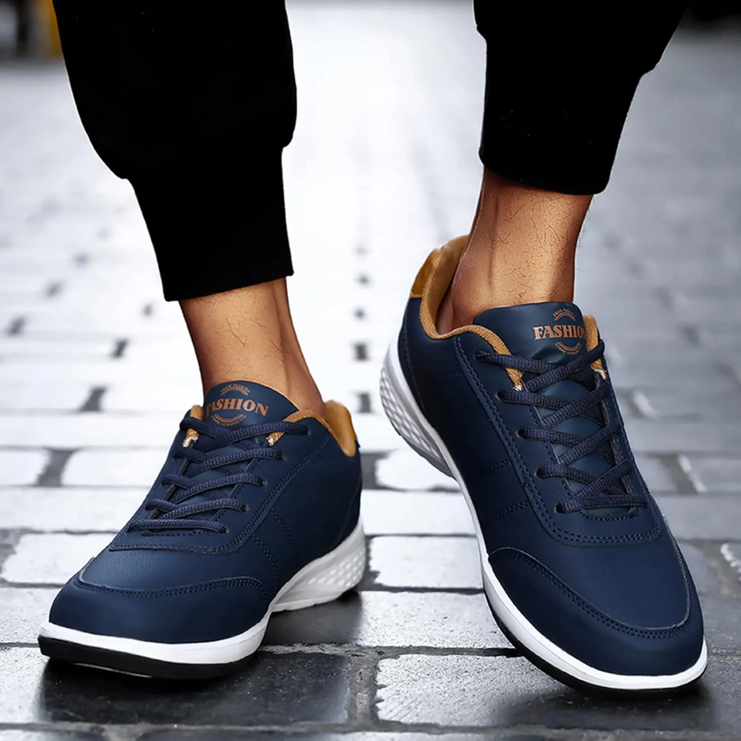 Arch Support Sports Shoes for Men Round Toe Breathable Running Shoes Fashion Lace Up Athletic Sneaker for Men