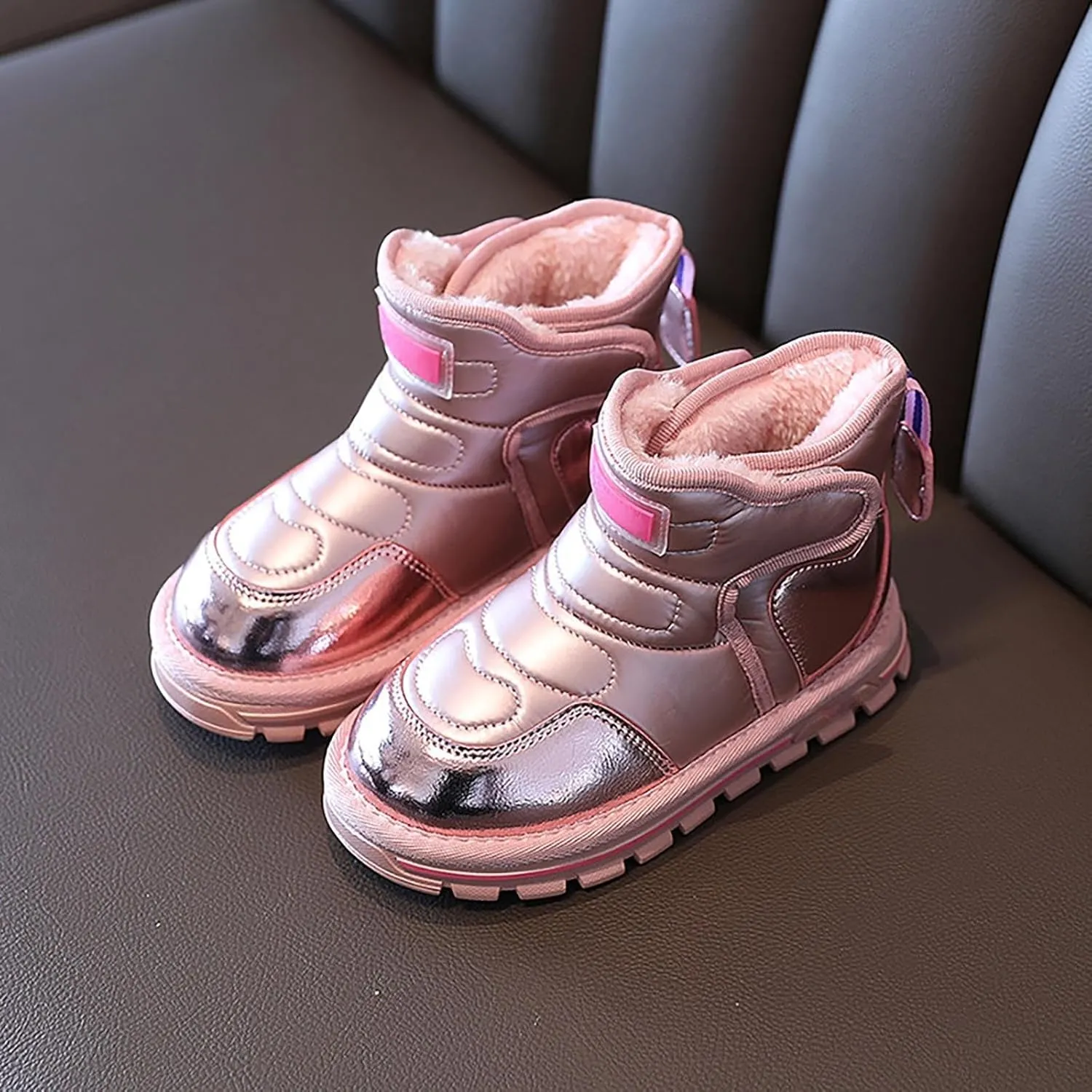 Baby Infant Boys Open Toe Loafers Snow Booties Leather Non Slip Ski Shoes Ankle Fashion Sport Boots Winter Warm Casual