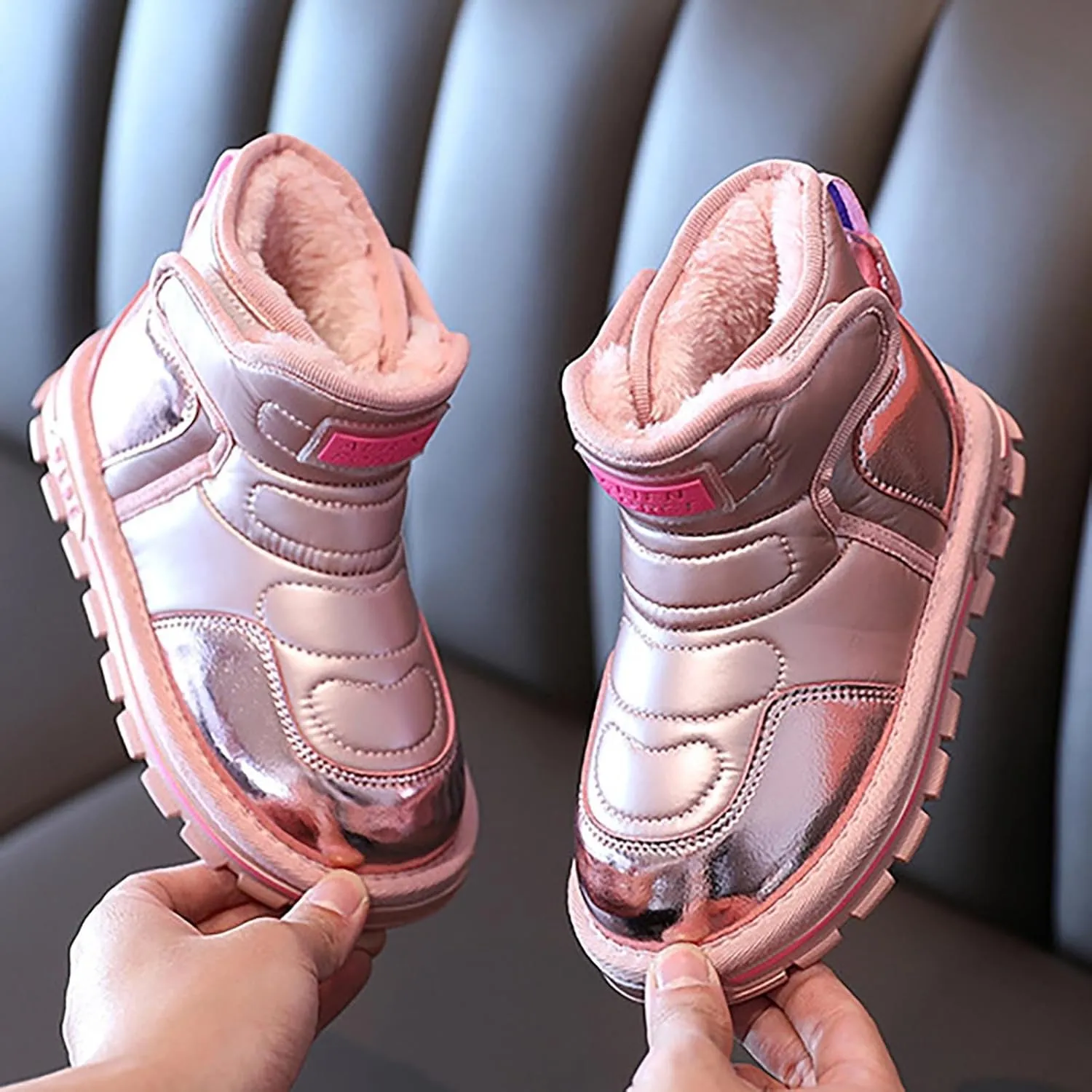 Baby Infant Boys Open Toe Loafers Snow Booties Leather Non Slip Ski Shoes Ankle Fashion Sport Boots Winter Warm Casual