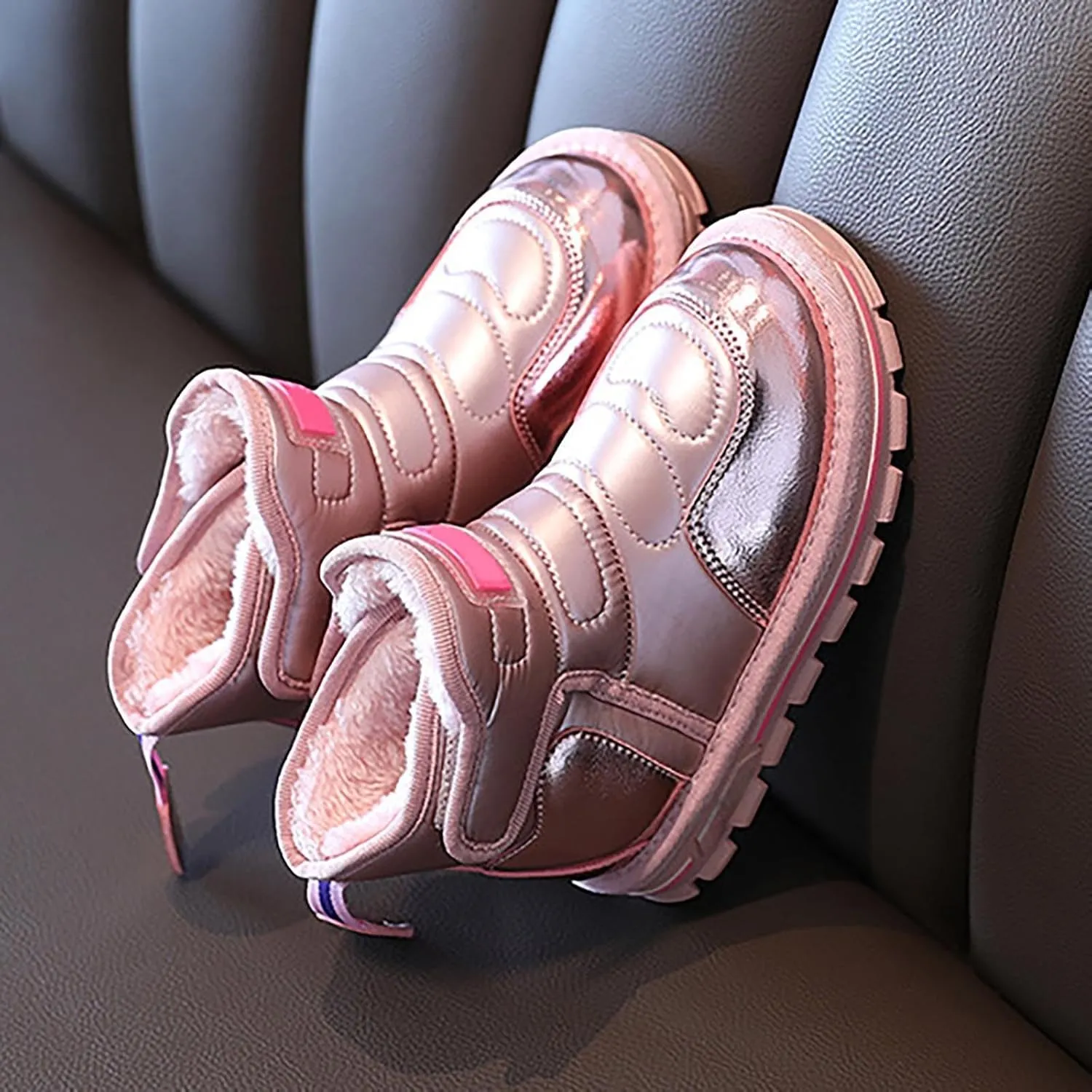 Baby Infant Boys Open Toe Loafers Snow Booties Leather Non Slip Ski Shoes Ankle Fashion Sport Boots Winter Warm Casual