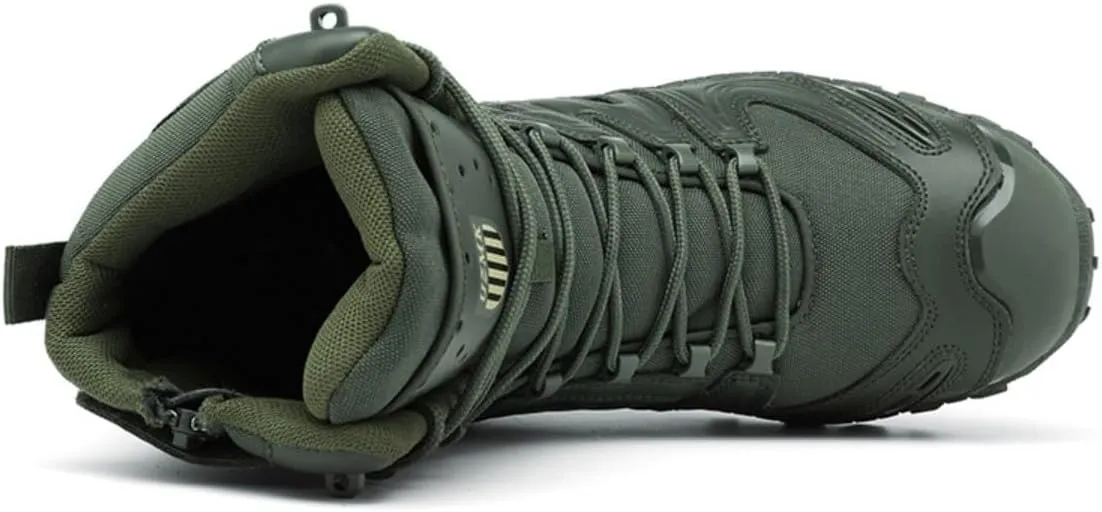 Bitiger Men's Combat Boots with Side Zipper Velcro and Casual Outdoor Mountaineering Trekking Commando Tactical Boots
