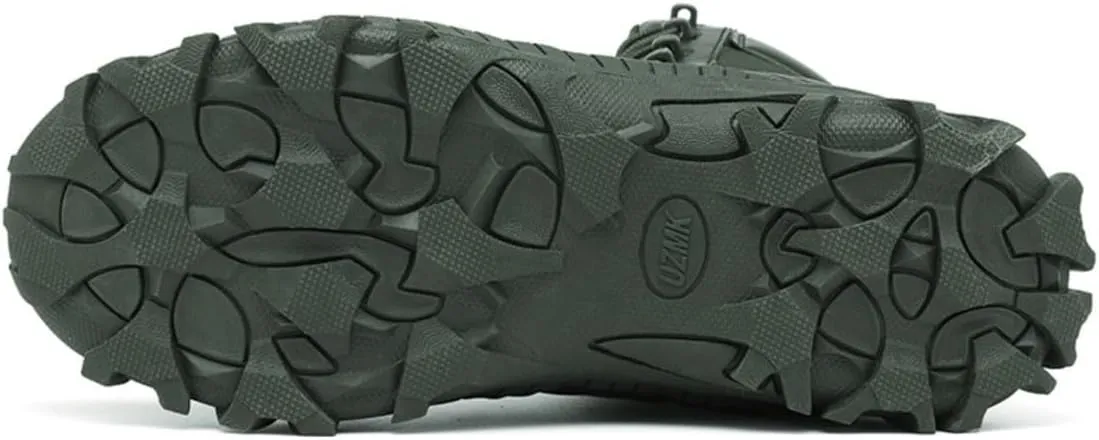 Bitiger Men's Combat Boots with Side Zipper Velcro and Casual Outdoor Mountaineering Trekking Commando Tactical Boots