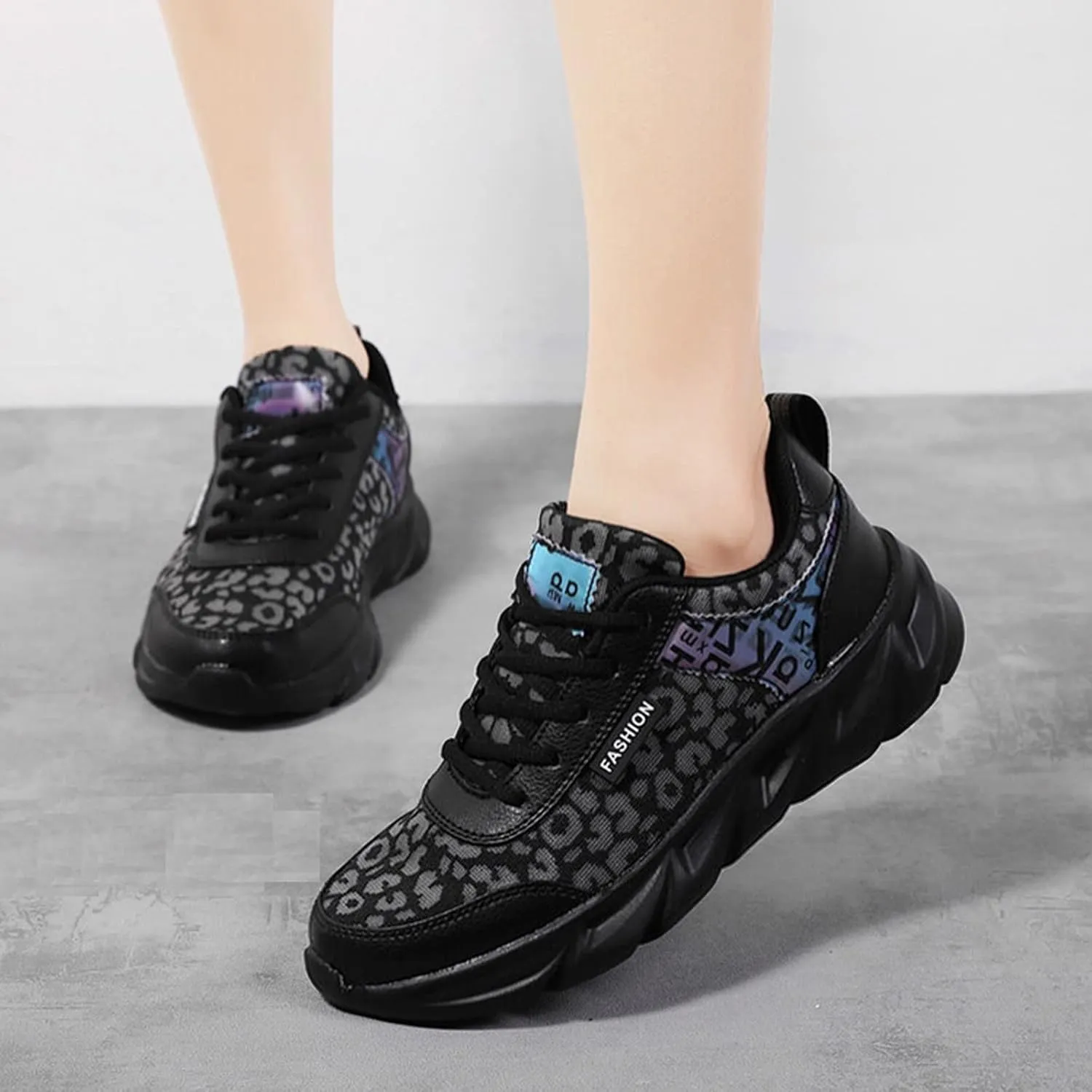 Black Sneakers for Women Dressy Wide All Black Tennis Shoes Slip Resistant Work for Women Winter Slip On Shoes for Women Outdoor Black Tennis Shoes for Women Nursing Ropa De Ejercicios para Mujer Gym