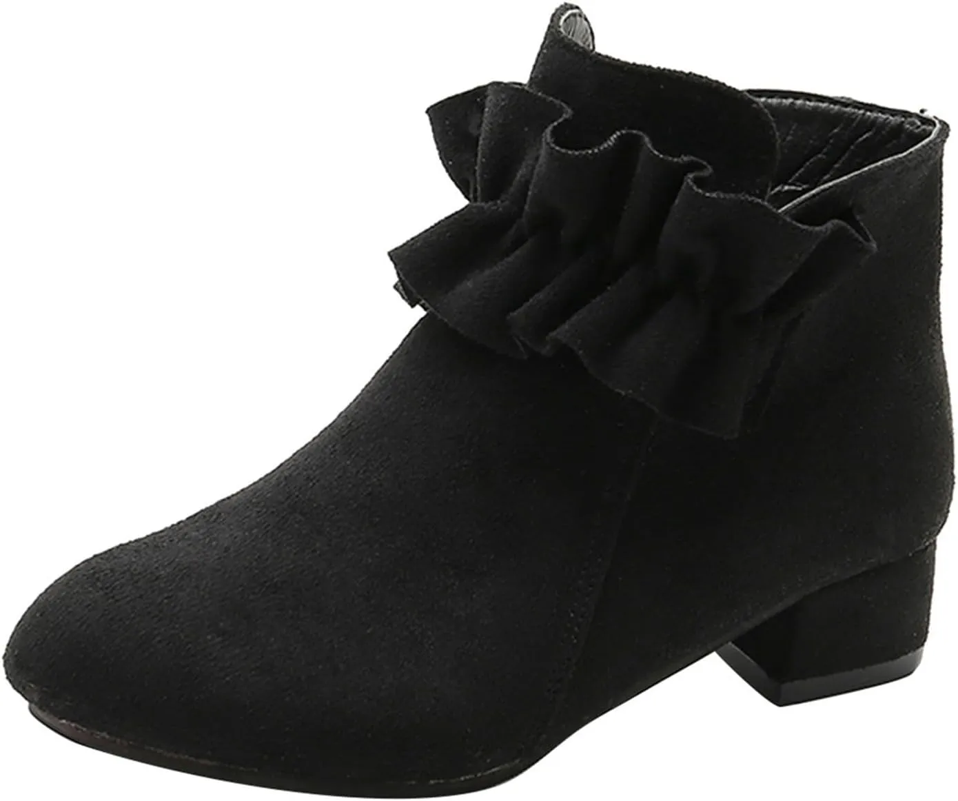 Boots for Girls Cute Suede Ankle Boots Low Chunky Heel Side Zipper Ladies Dress Winter Short Boots Slip Outdoor Warm Shoes