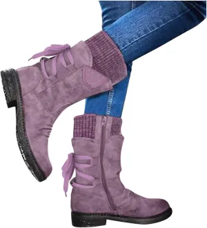 Boots for Women Fashion, Womens Fall Boots Knee High, Mid Calf Boots for Women Black, Women Stylish Mid Calf Boots Retro Trendy Comfort Shoes Thick Heel Mid Calf Booties