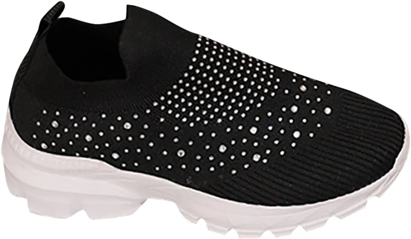Bowling Shoes Women Size 9 Wide Slip On Shoes for Women Wide Width Running Shoes Walking Hiking for Women with Arch Support Black Sparkly Sneakers for Women Dressy Women Walking Shoes Wide Width