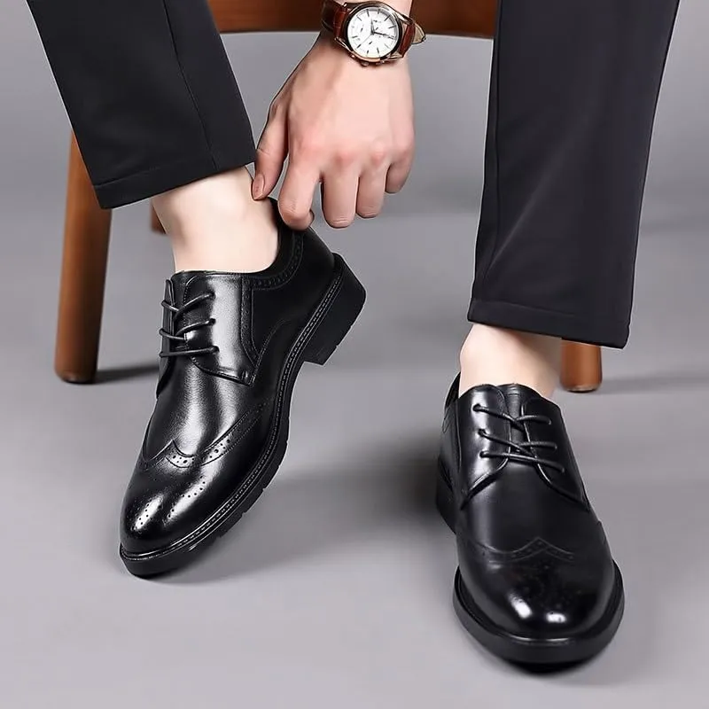 Casual Business Oxford Dress Shoes Comfortable Non-Slip Platform Dress Shoes for Men Formal Leather Shoes for Weddings Business Office Prom