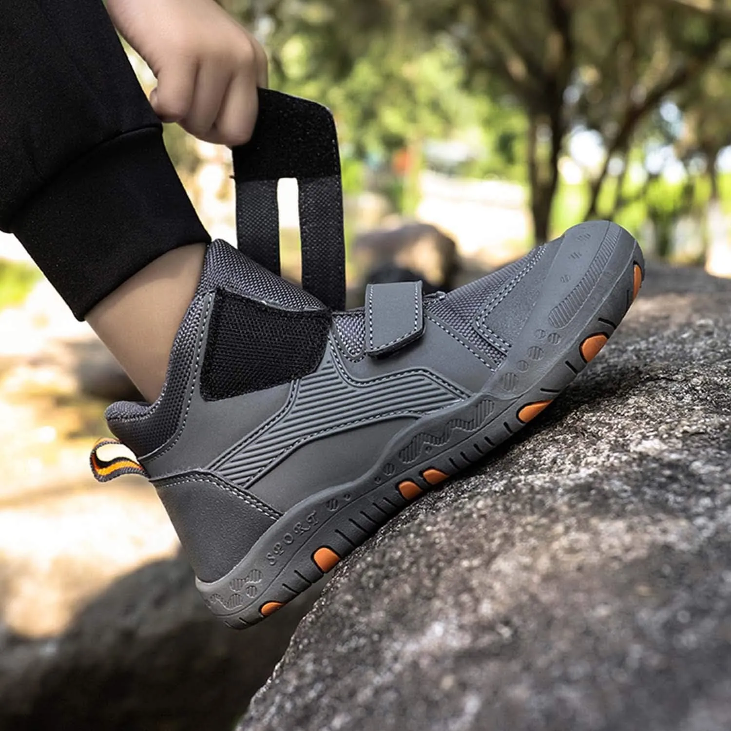 CERYTHRINA Kids Hiking Ankle Shoes Water Resistant Anti Collision Boots Athletic Outdoor Sneakers