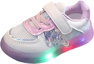 Children LED Light Emitting Shoes Fashion Boys Girls Butterfly Style Sports Light up Mesh Breathable Shoes