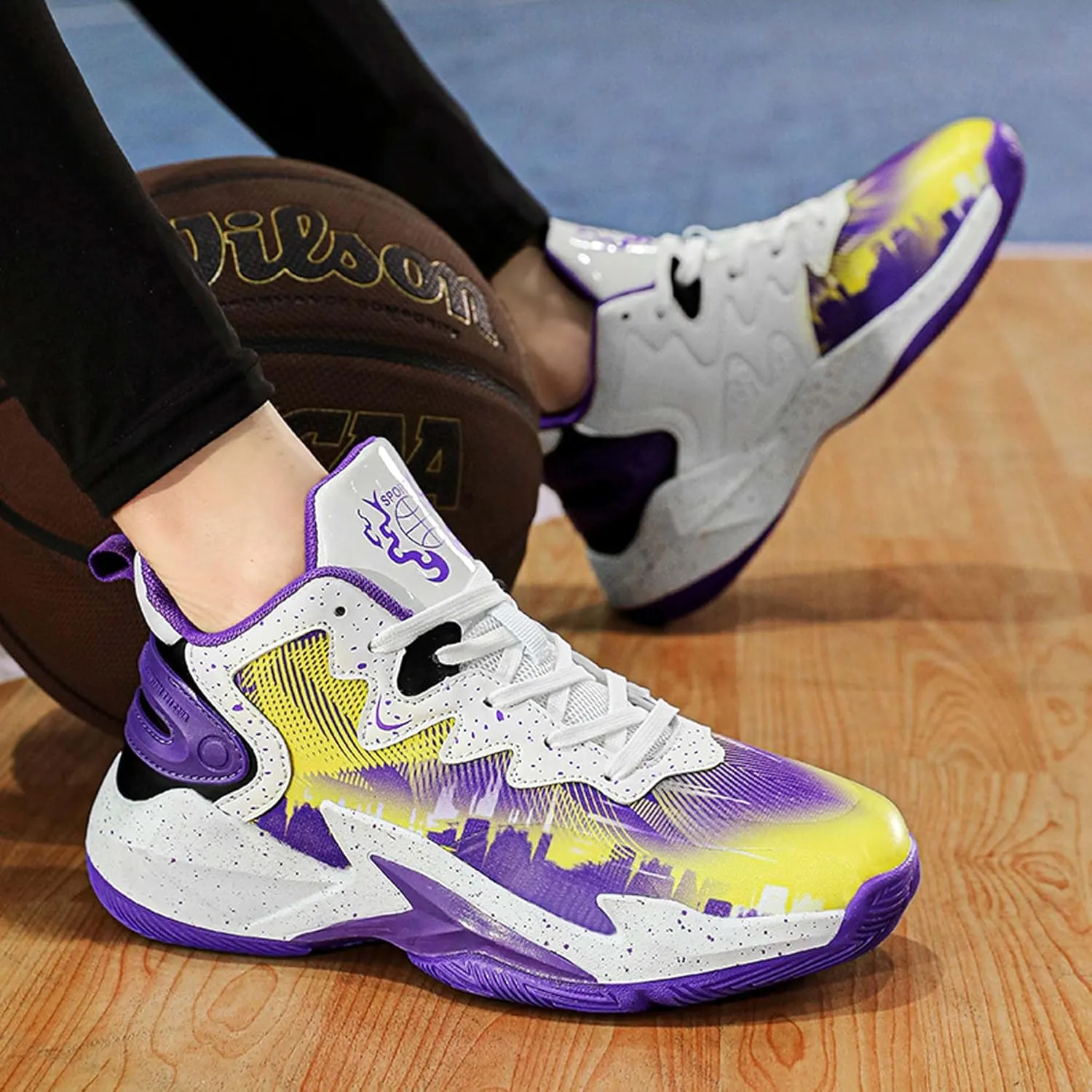 Classic Graffiti for Boys Girls Adults Casual Fashion Breathable Basketball Shoes Lightweight Wide Mesh Walking Shoes Team Sports Shoes Street Training Basketball Shoes dDurable Hiking Jogging Shoes