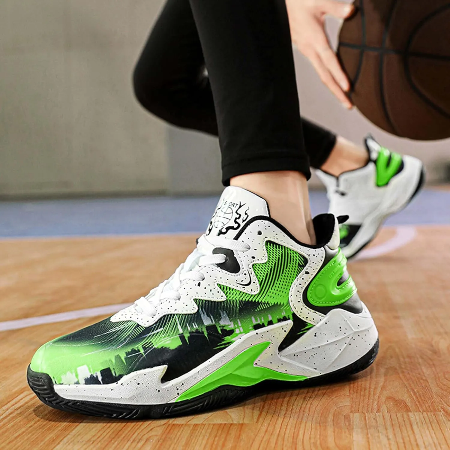 Classic Graffiti for Boys Girls Adults Casual Fashion Breathable Basketball Shoes Lightweight Wide Mesh Walking Shoes Team Sports Shoes Street Training Basketball Shoes dDurable Hiking Jogging Shoes