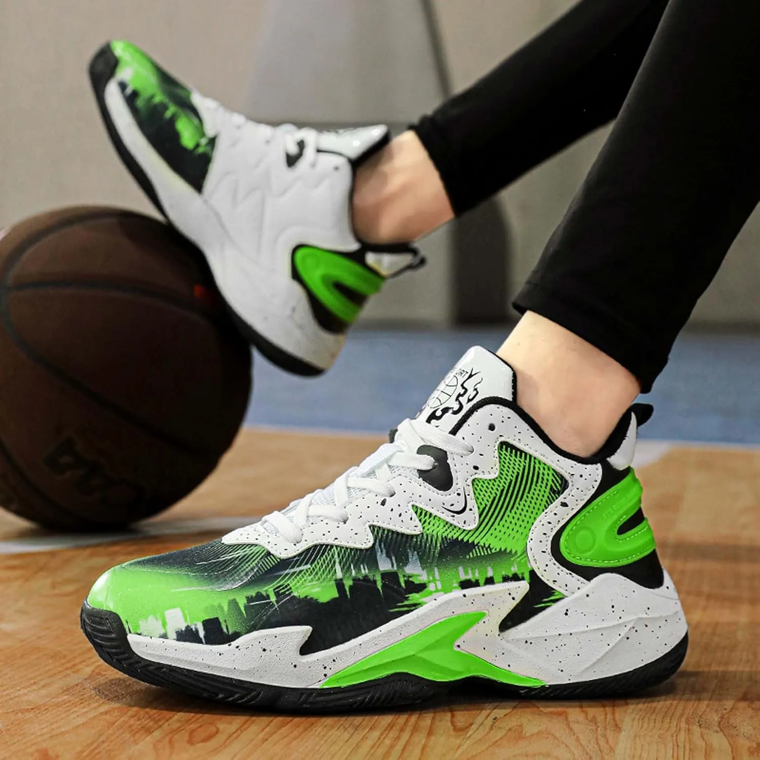 Classic Graffiti for Boys Girls Adults Casual Fashion Breathable Basketball Shoes Lightweight Wide Mesh Walking Shoes Team Sports Shoes Street Training Basketball Shoes dDurable Hiking Jogging Shoes
