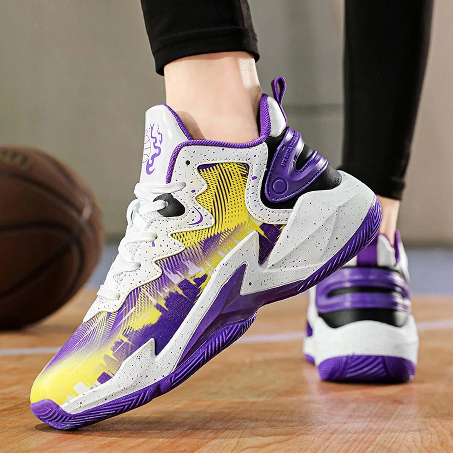 Classic Graffiti for Boys Girls Adults Casual Fashion Breathable Basketball Shoes Lightweight Wide Mesh Walking Shoes Team Sports Shoes Street Training Basketball Shoes dDurable Hiking Jogging Shoes