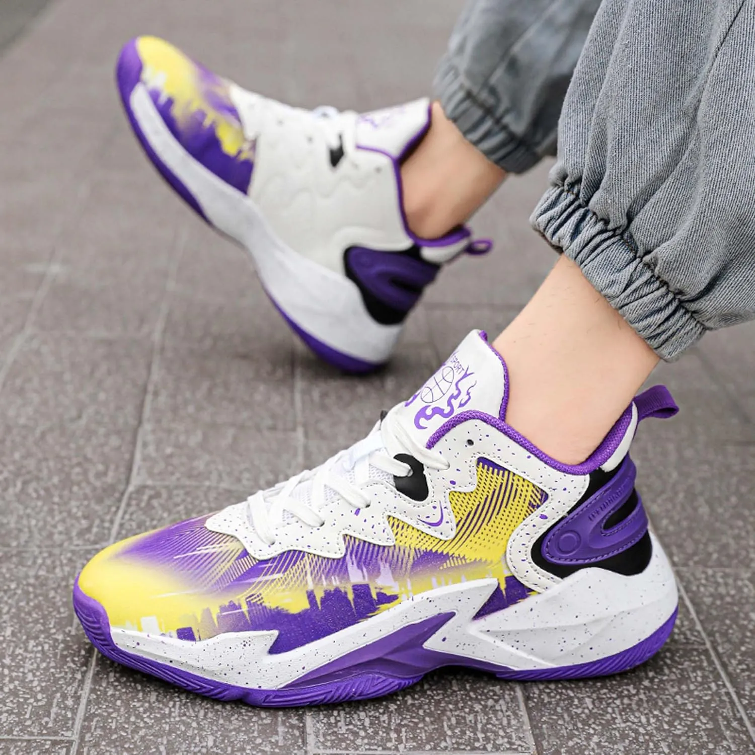 Classic Graffiti for Boys Girls Adults Casual Fashion Breathable Basketball Shoes Lightweight Wide Mesh Walking Shoes Team Sports Shoes Street Training Basketball Shoes dDurable Hiking Jogging Shoes