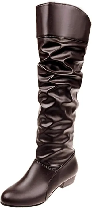 Cowboy Boots for Women Wide Width Boot Leather Boots Mid Calf Slouchy Round Toe Vintage Booties Winter Dressy Shoes