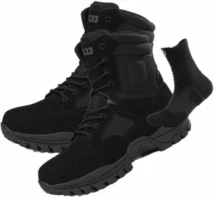 Desert Combat Boots, Outdoor Men's Tactical Work Boots with Sports Socks Durable Suede Hiking Boots Lightweight Non-Slip Motorcycle Combat Boots for Men