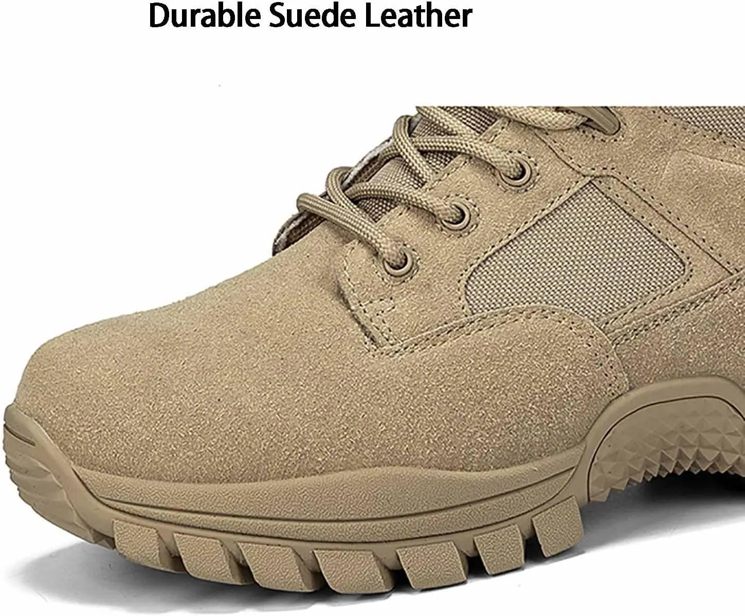 Desert Combat Boots, Outdoor Men's Tactical Work Boots with Sports Socks Durable Suede Hiking Boots Lightweight Non-Slip Motorcycle Combat Boots for Men