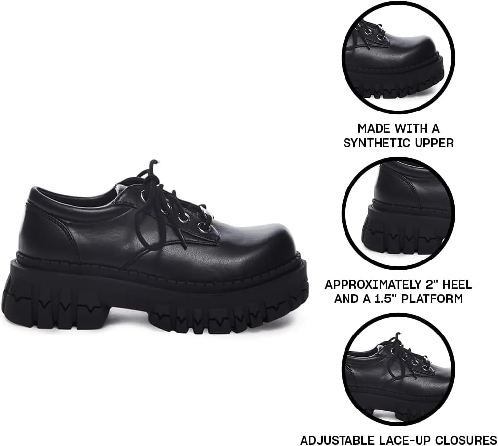 Dolls Kill Teen Craft Oxford Shoes by Delia's, Vegan Leather Lace-Up Chunky Platform Shoes
