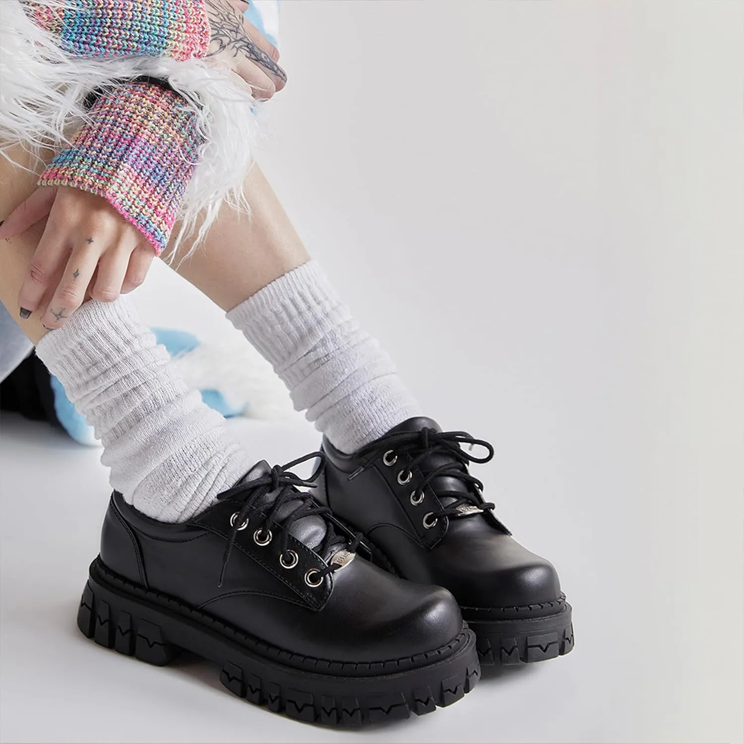 Dolls Kill Teen Craft Oxford Shoes by Delia's, Vegan Leather Lace-Up Chunky Platform Shoes