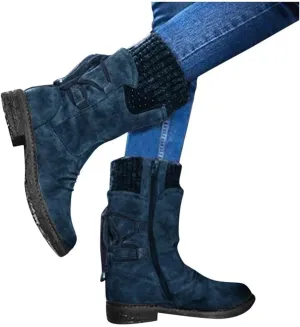 Fall Boots for Women 2022 Wide Calf, Platform Boots for Women Knee High, Mid Calf Boots for Women Black, Women Stylish Mid Calf Boots Retro Trendy Comfort Shoes Thick Heel Mid Calf Booties