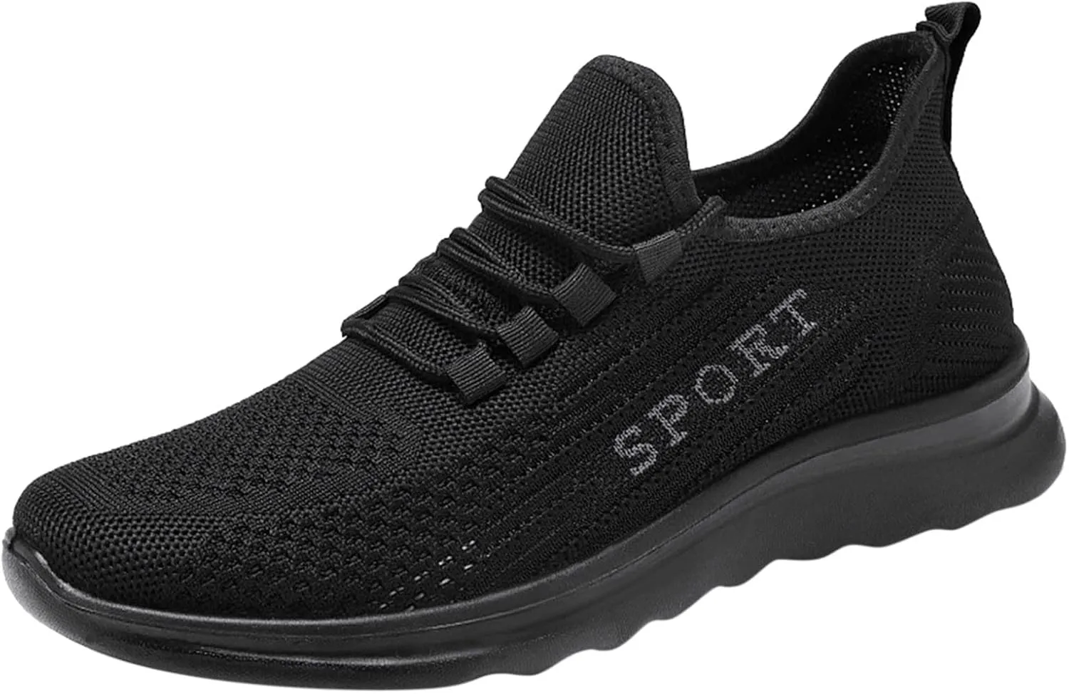 Fashion Men Sports Flat Non Slip Lace Up Fly Woven Mesh Breathable Solid Color Simple Mens Sneaker Boot