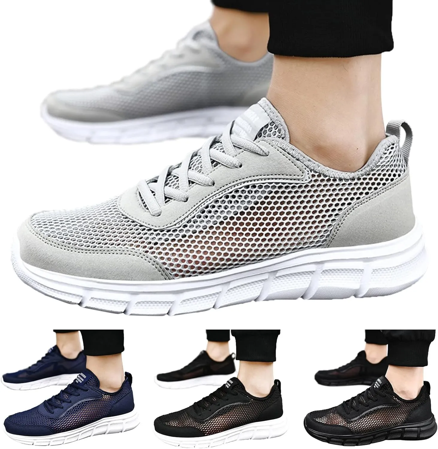 Fashion Spring and Summer Men Sports Shoes Flat Bottom Lightweight Fly Woven Mesh Hollow Casual Sneaker Boots for Men
