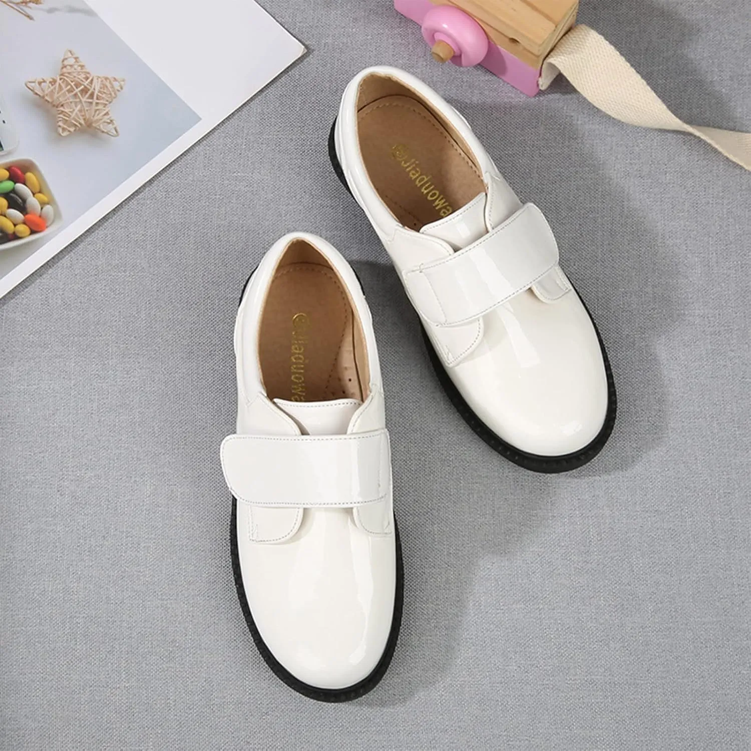 Fashion Summer and Autumn Boys Leather Shoes Boots Thick Student Dress Shoes Performance Shoes Hook Loop Boys on Boots