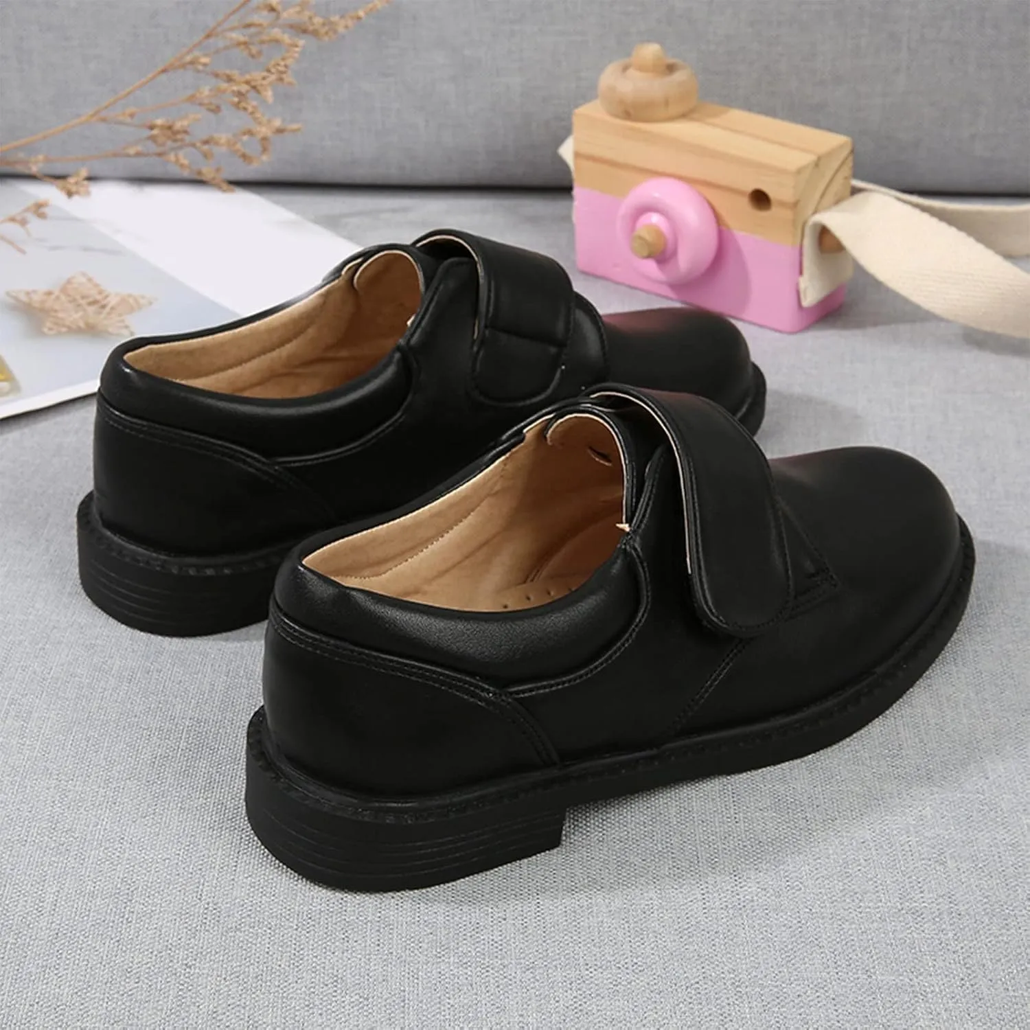 Fashion Summer and Autumn Boys Leather Shoes Boots Thick Student Dress Shoes Performance Shoes Hook Loop Boys on Boots