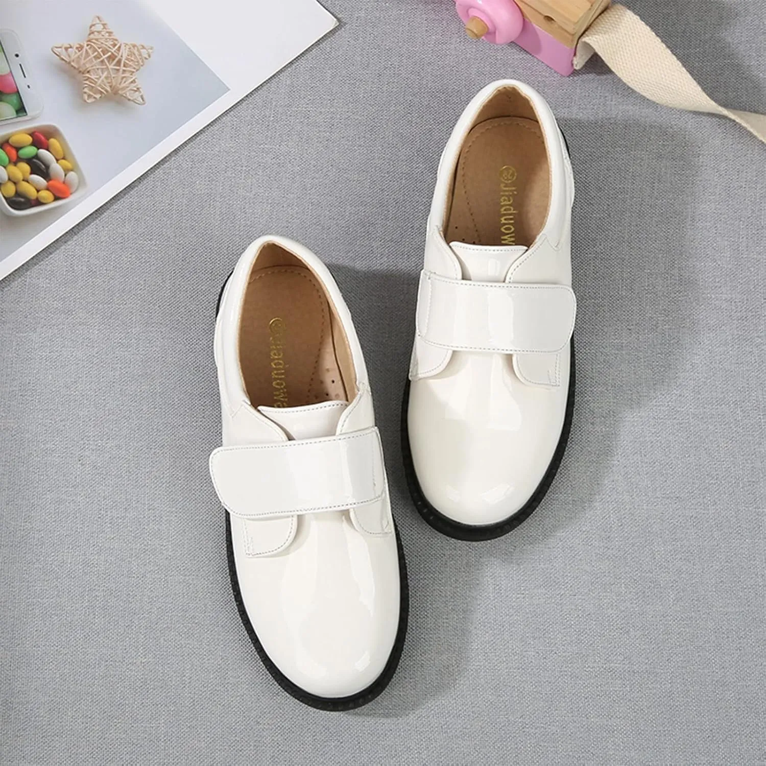Fashion Summer and Autumn Boys Leather Shoes Boots Thick Student Dress Shoes Performance Shoes Hook Loop Boys on Boots