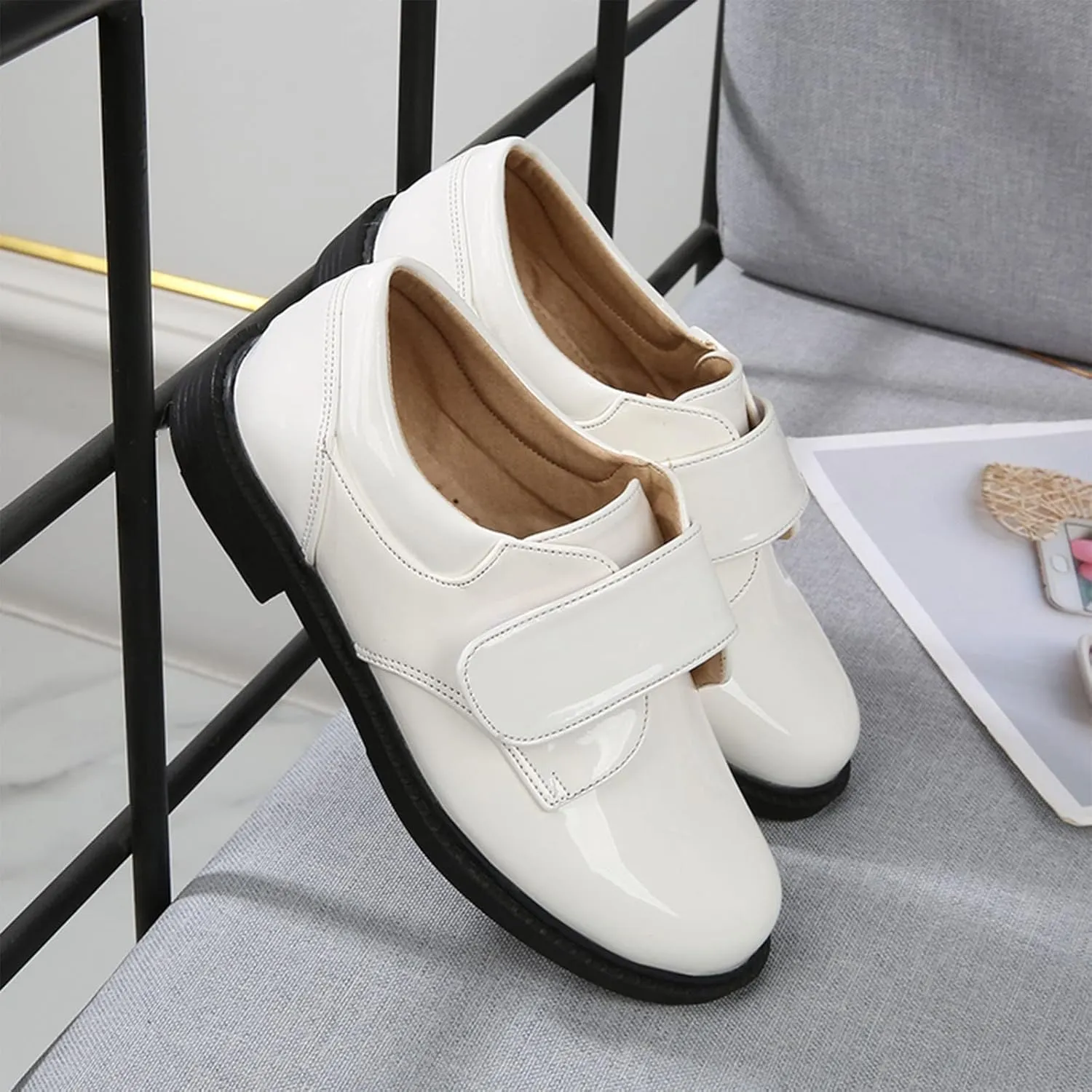 Fashion Summer and Autumn Boys Leather Shoes Boots Thick Student Dress Shoes Performance Shoes Hook Loop Boys on Boots