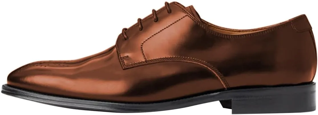 FSJ Men's Modern Breathable Round Toe Low Block Heel Lace-Up Oxfords Fashion Wingtip Business Formal Dress Shoes Size 4-16 US