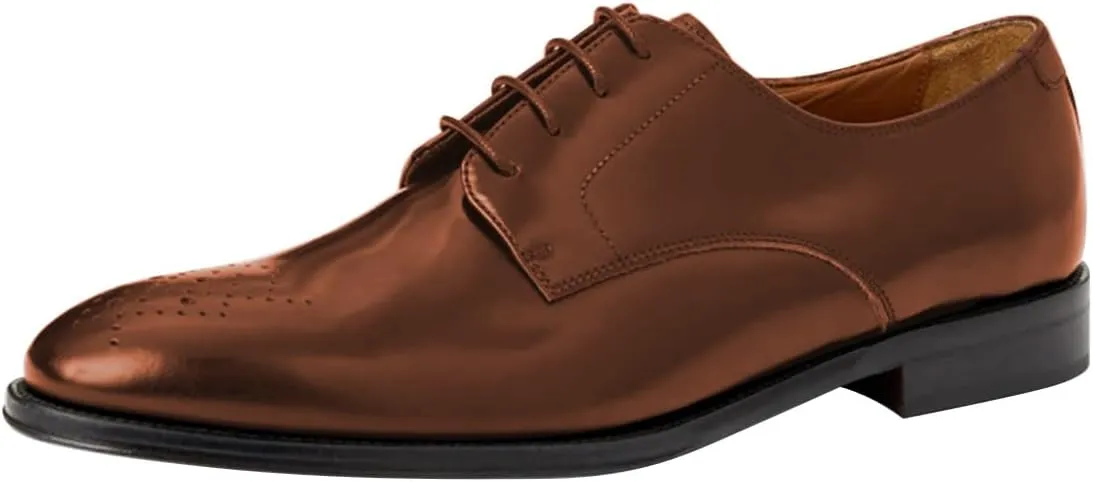 FSJ Men's Modern Breathable Round Toe Low Block Heel Lace-Up Oxfords Fashion Wingtip Business Formal Dress Shoes Size 4-16 US