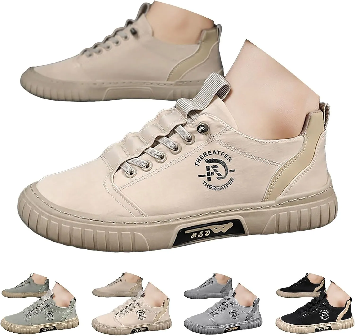 Grounded Footwear for Men Comfortable Flat Bottom Walking Shoes Lace Up Canvas Shoes Casual Dress Bass Men Loafer