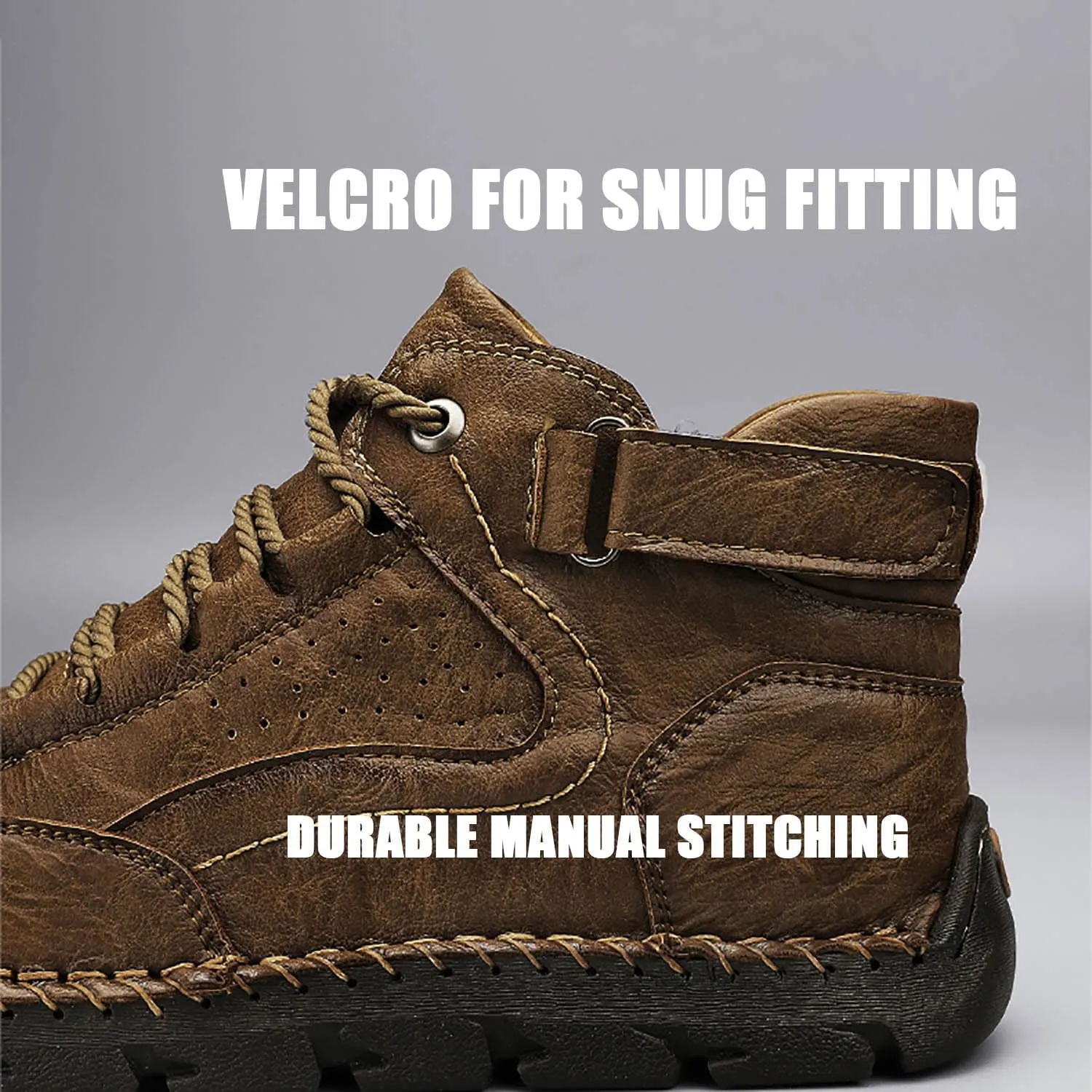 HESBITEUL Men's Leather Chukka Hiking Boots All Seasons for Camping & Driving Ankle Shoes