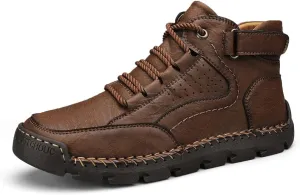 HESBITEUL Men's Leather Chukka Hiking Boots All Seasons for Camping & Driving Ankle Shoes