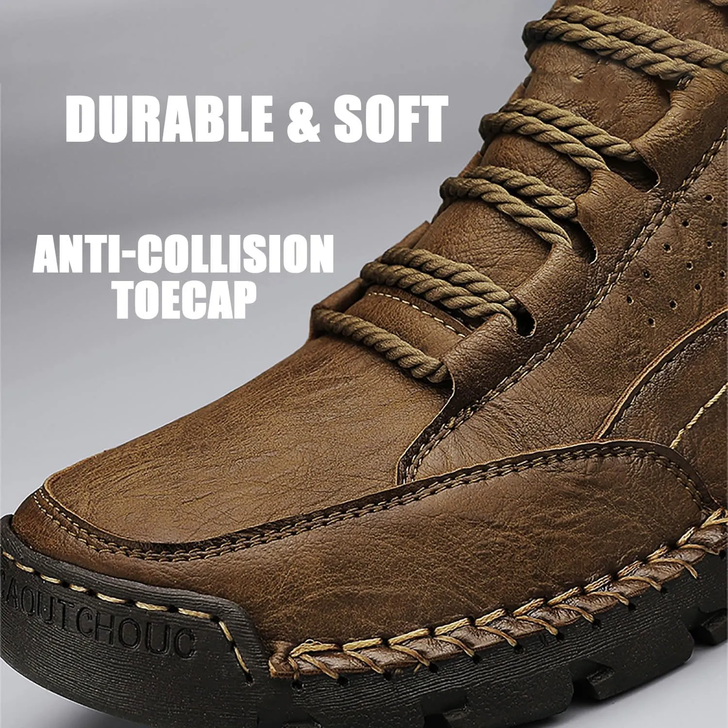 HESBITEUL Men's Leather Chukka Hiking Boots All Seasons for Camping & Driving Ankle Shoes