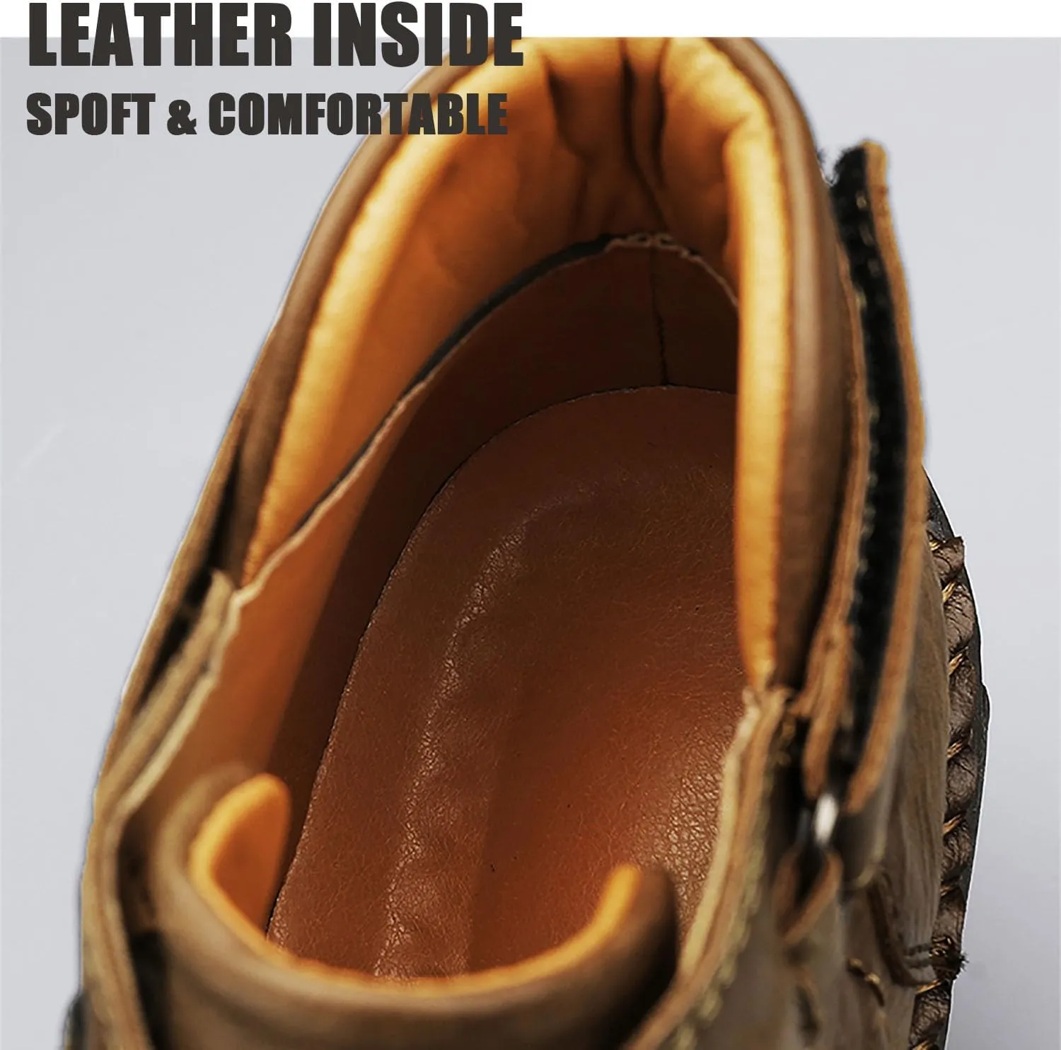 HESBITEUL Men's Leather Chukka Hiking Boots All Seasons for Camping & Driving Ankle Shoes