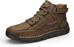 HESBITEUL Men's Leather Chukka Hiking Boots All Seasons for Camping & Driving Ankle Shoes