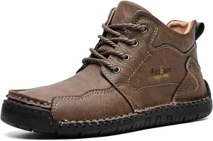 HESBITEUL Men's Leather Chukka Hiking Boots All Seasons for Camping & Driving Ankle Shoes