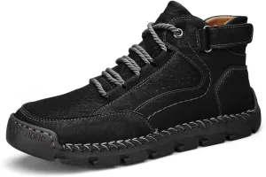 HESBITEUL Men's Leather Chukka Hiking Boots All Seasons for Camping & Driving Ankle Shoes