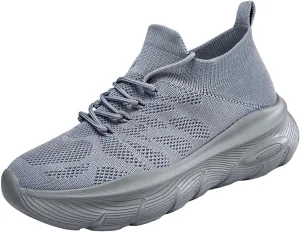 Ladies Woven Sneakers Lace-up Breathable Soft Thick Sole Walking Running Shoes Comfortable Tennis Shoes Non Slip Casual Womens Sneakers with Arch Support