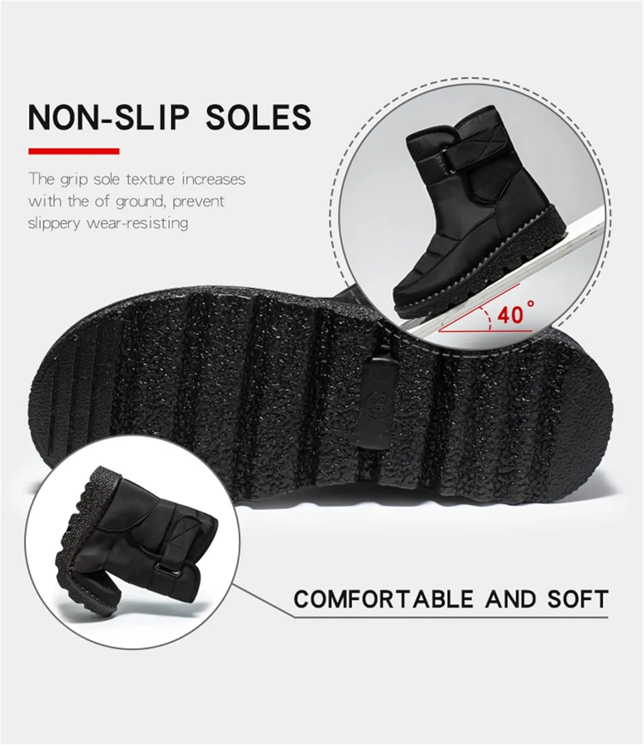 Ladmiple Winter Boots For Women Waterproof Snow Non Slip Fur Lined Warm Ankle Booties Slip On Outdoor Comfortable Shoes