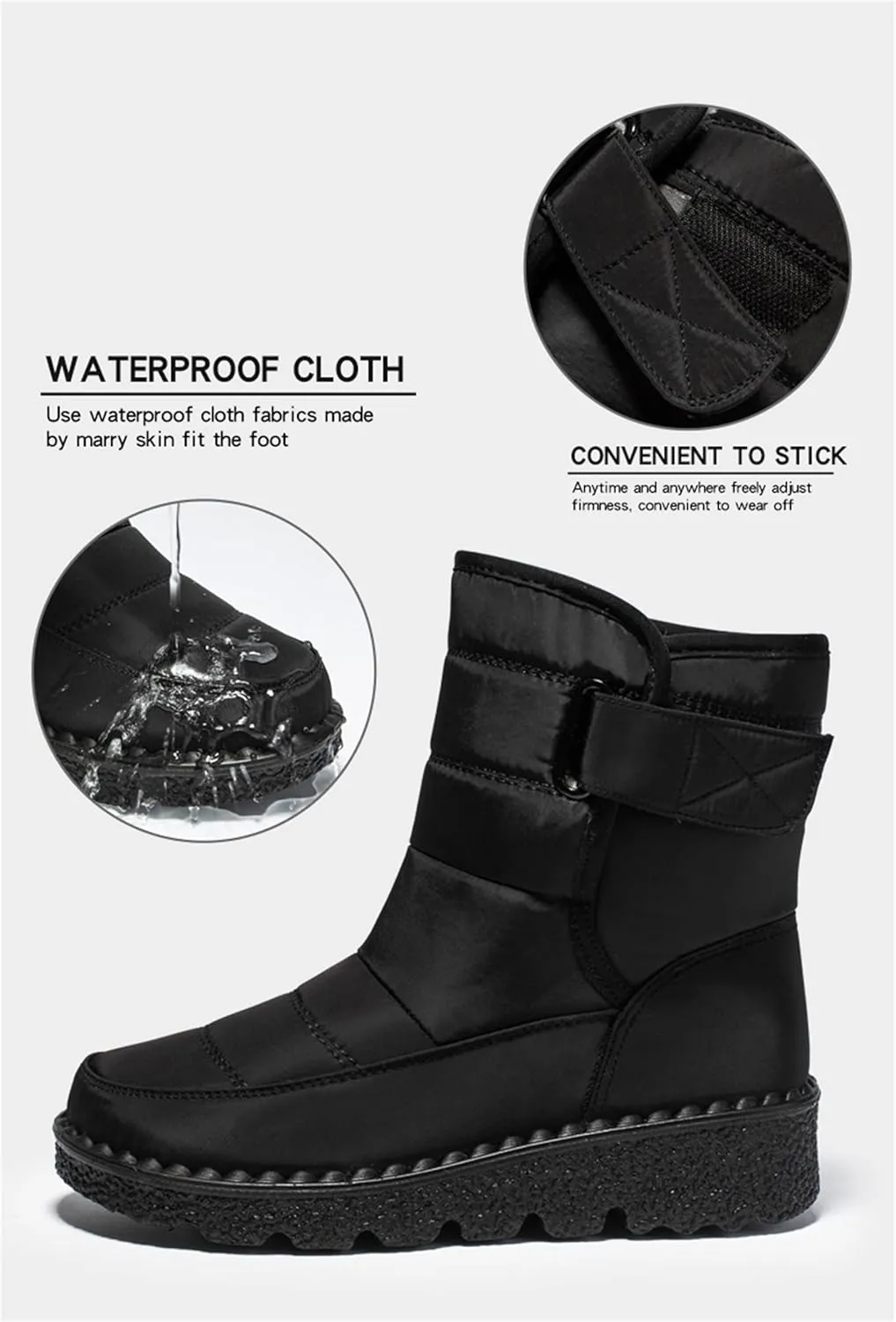 Ladmiple Winter Boots For Women Waterproof Snow Non Slip Fur Lined Warm Ankle Booties Slip On Outdoor Comfortable Shoes