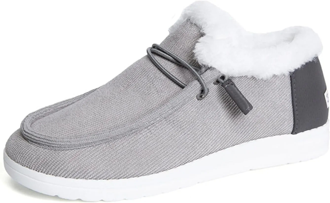 Ladmiple Winter Boots For Women Wide Width Warm Fur Lined Snow Boots Outdoor Short Ankle Booties Slip On Walking Shoes